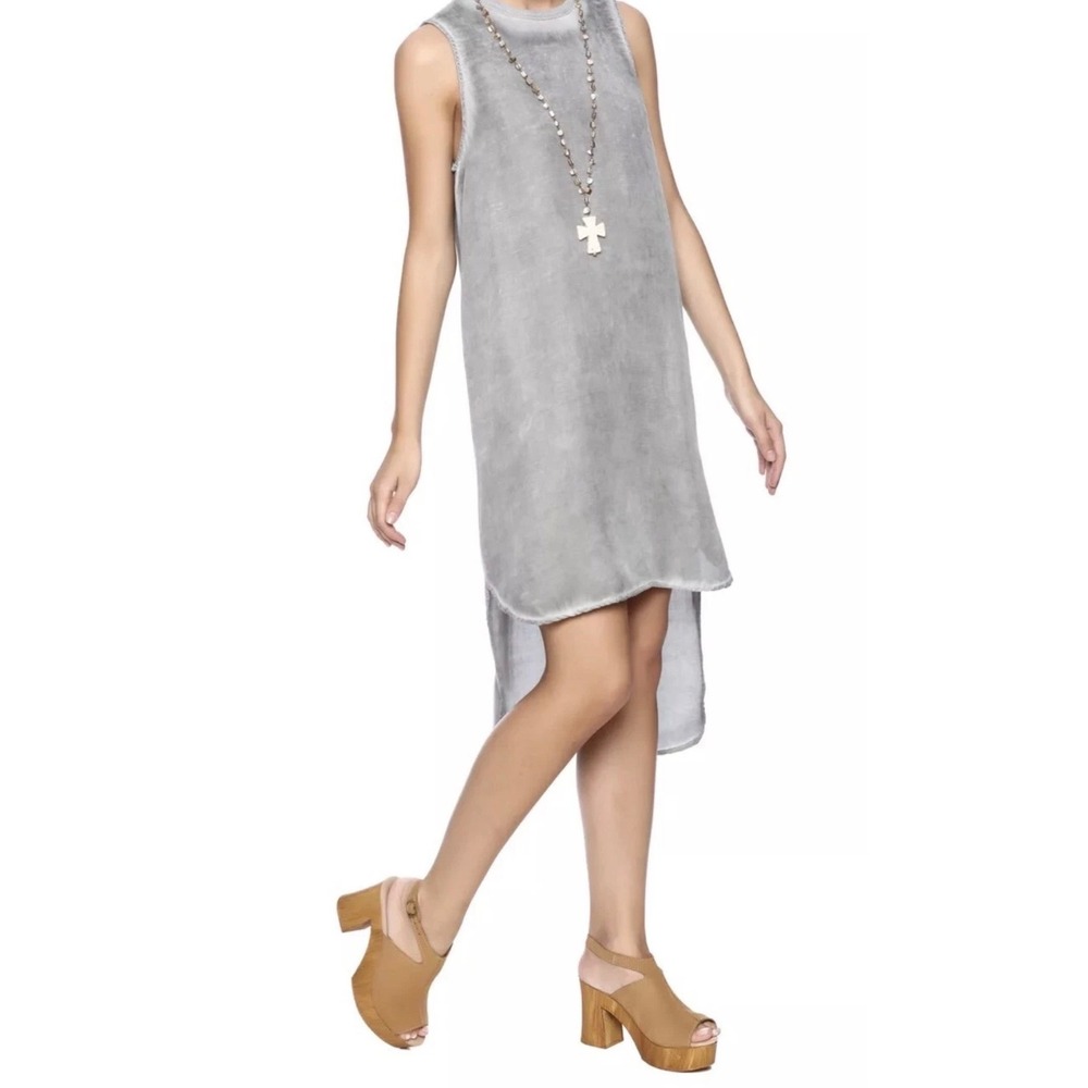 Cloth & Stone Grey Tencel High Low Sleeveless Shift Dress‎ C6806-680 Small